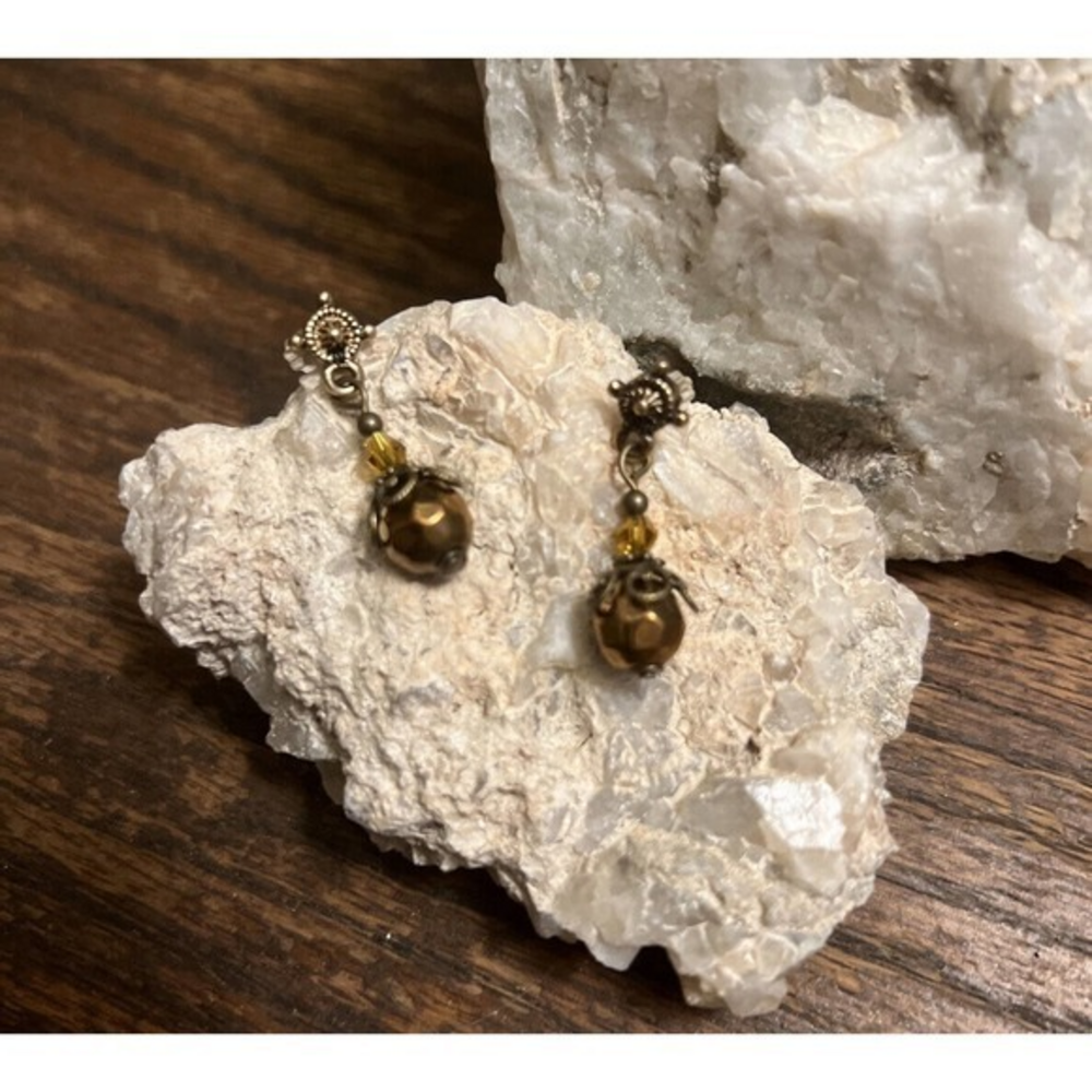Vintage Look Bronze Cooper Color Steampunk Dangle Earrings Handmade NEW